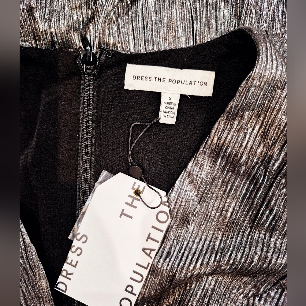 Dress The Population  Dress Womens Size Small NEW with Tag Silver Color - Picture 8 of 10